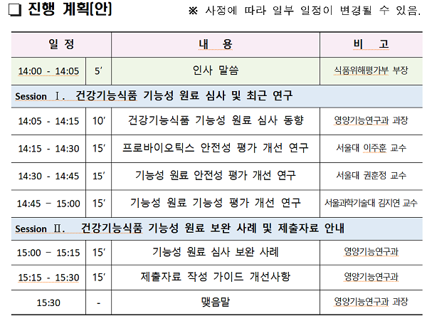[행사]식약처, 31일 건강기능식품 기능성 원료 민원설명회 개최