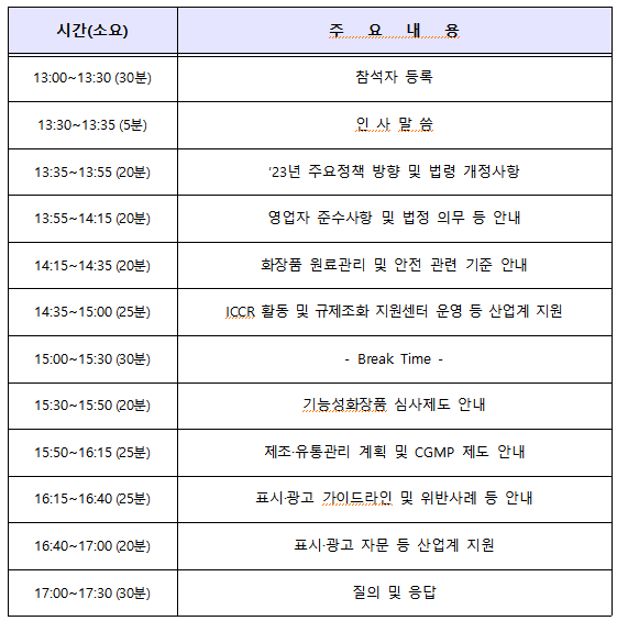 [행사]식약처, ‘2023년 화장품 분야 정책설명회’ 6월 21일 개최