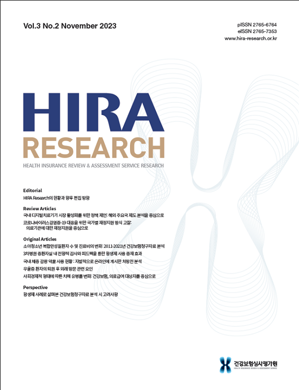 심사평가원 공식 학술지 'HIRA Research' 제3권 2호 발간